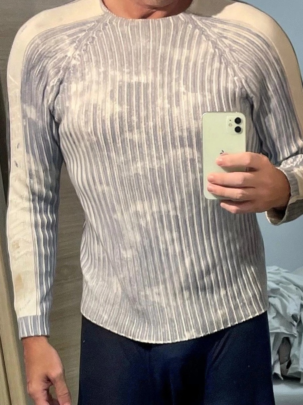 Versace Men's Blue & White Crewneck Sweater Size Large